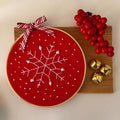 Handmade snowflake embroidery hoop winter wall decor - image 1