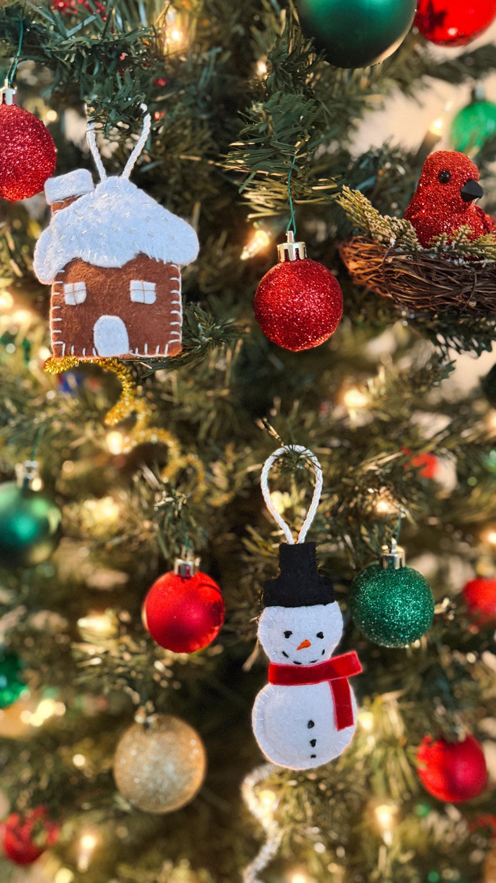 Handmade felt Christmas ornaments with embroidered holiday details - image 4