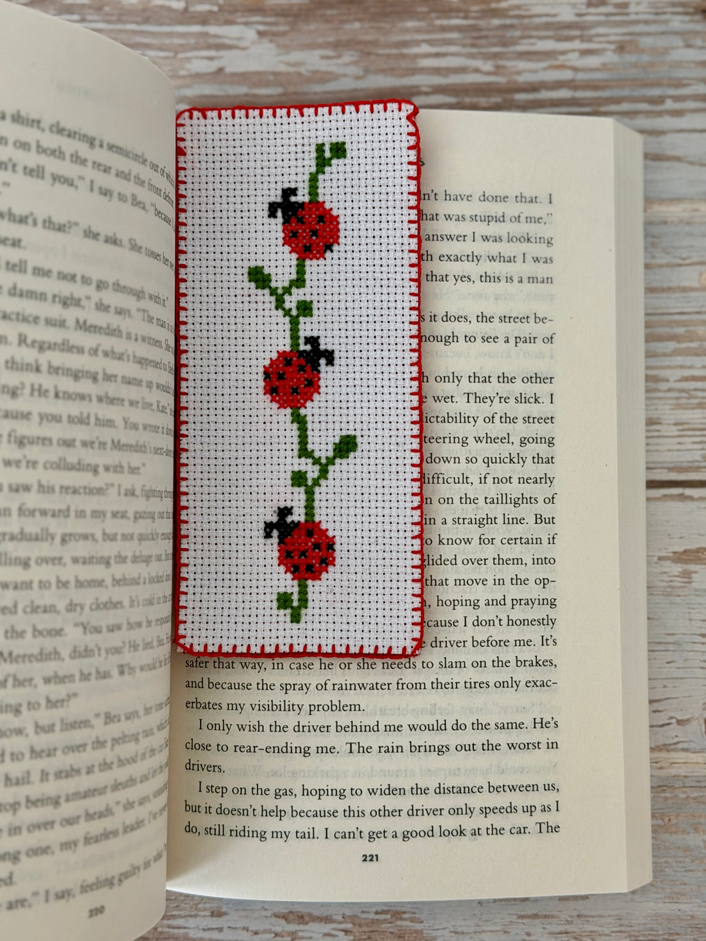 Handmade ladybug cross stitch bookmark for readers and teachers - image 2