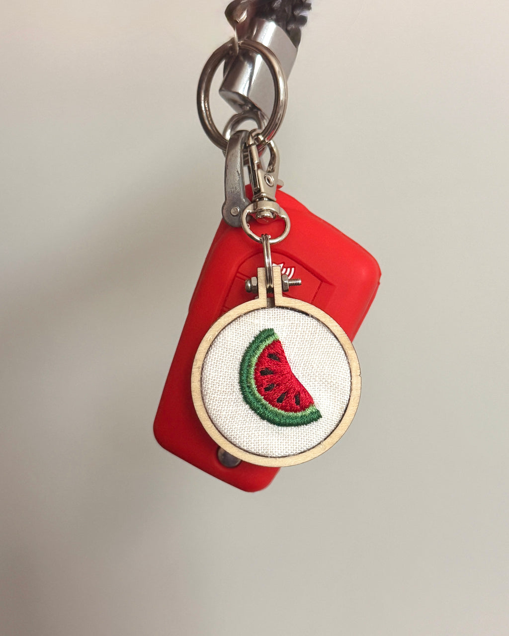 Mini embroidered fruit keychain handmade bag tag gift - image 3