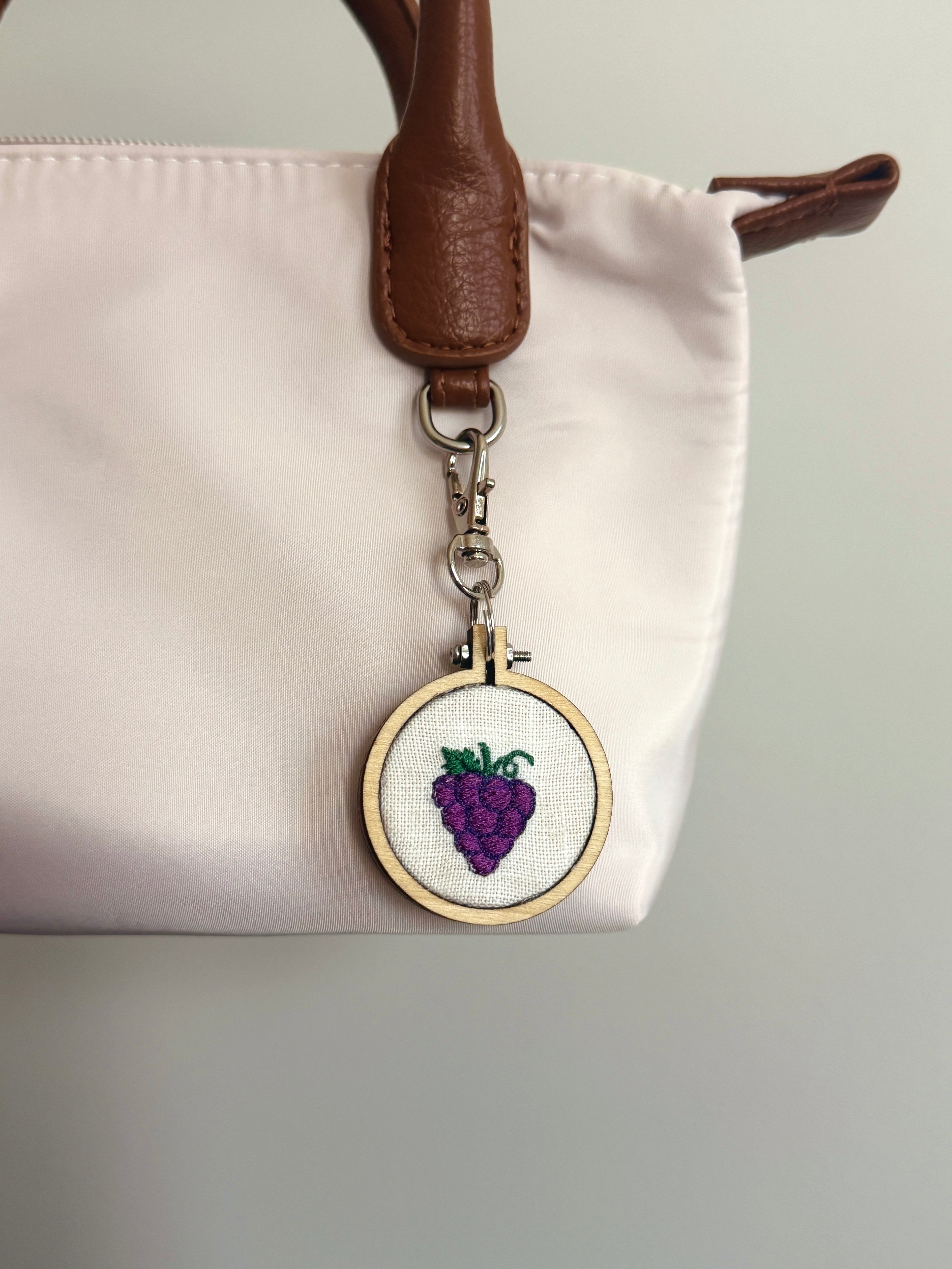 Mini embroidered fruit keychain handmade bag tag gift - image 4