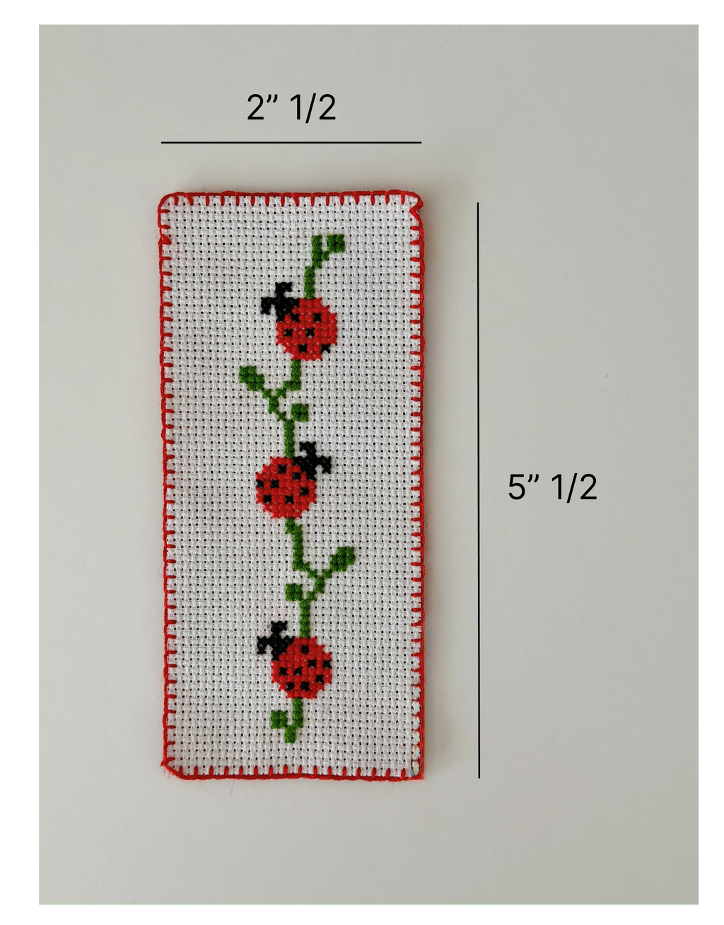 Handmade ladybug cross stitch bookmark for readers and teachers - image 3