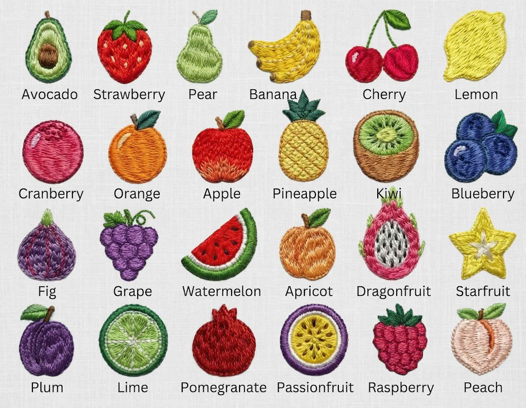 Mini embroidered fruit keychain handmade bag tag gift - image 2