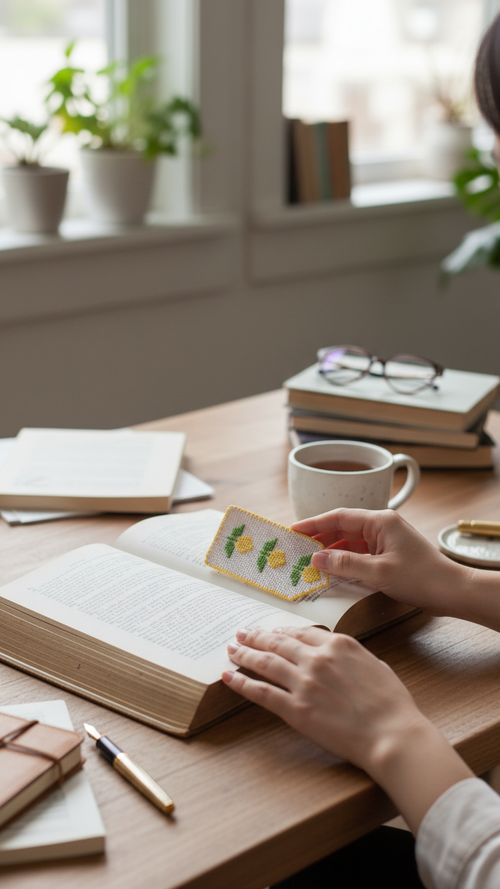 Hand Embroidered Bookmark | Spring Lemon Design | Book Lover Gift | Page Marker | Cottagecore Accessory