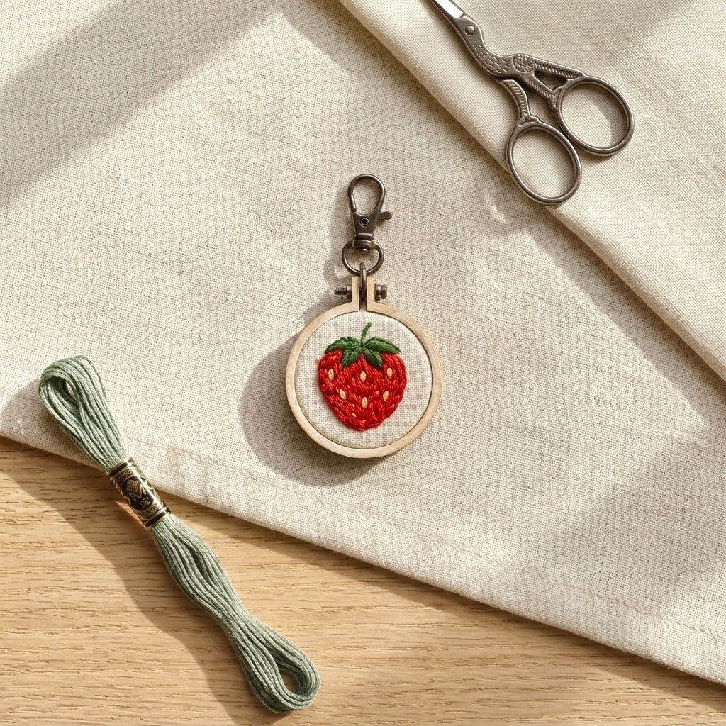 Mini embroidered fruit keychain handmade bag tag gift - image 5