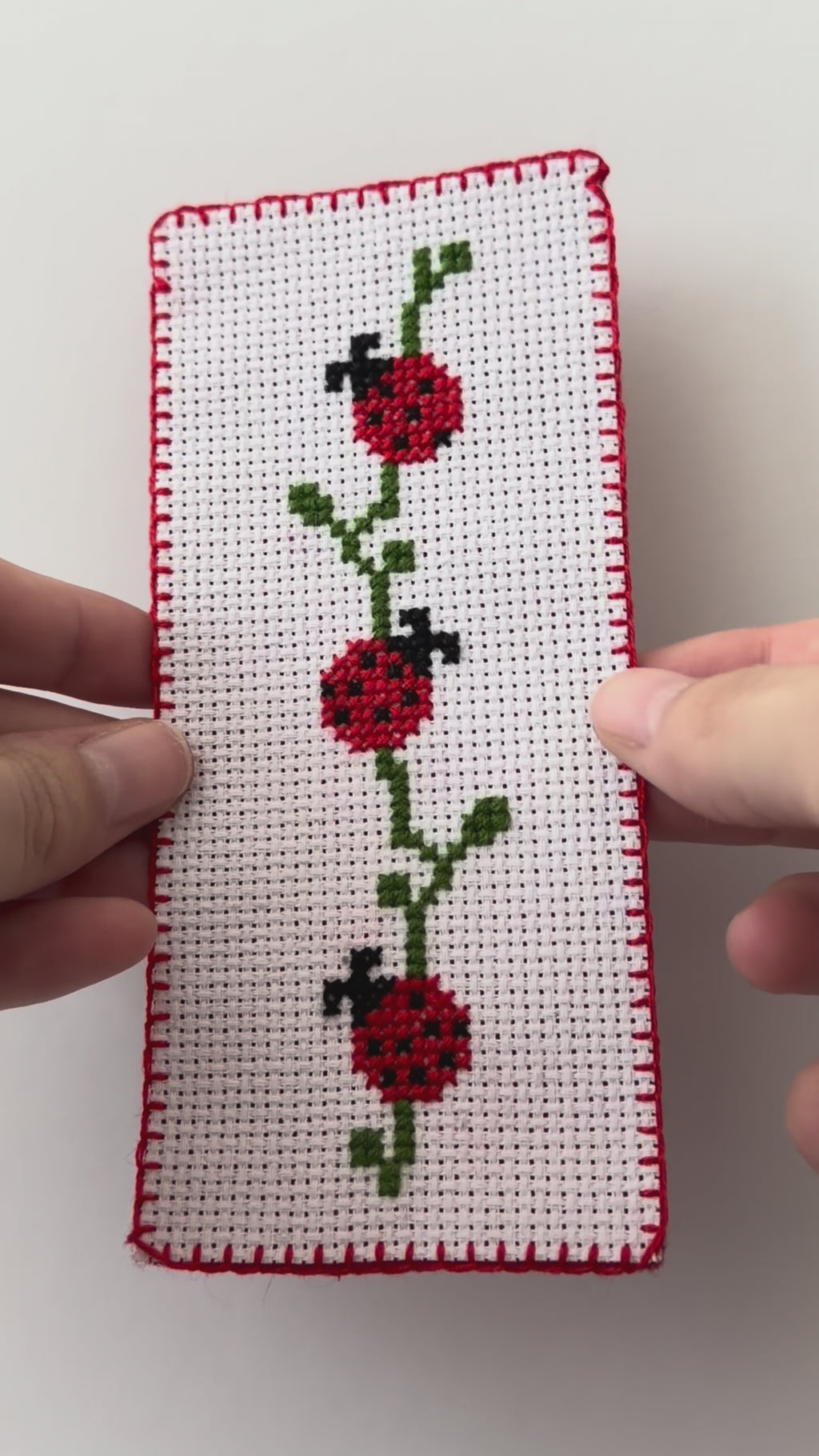Ladybug Cross Stitch Bookmark – Handmade Reader Gift