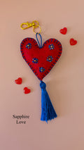 Handmade embroidered heart keychain bag charm gift - image 4